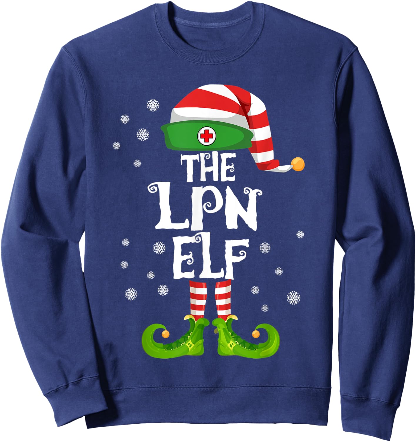 LPN Licensed Practical Nurse Elf Nursing Christmas Costume Sweatshirt - Sweatshirt | Navy