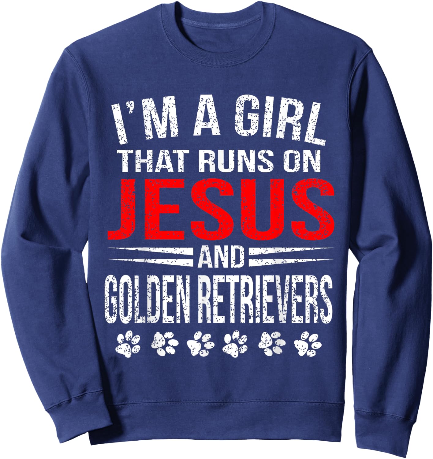Jesus & Golden Retrievers Girl That Runs On Dog Sweatshirt - Sweatshirt | Navy