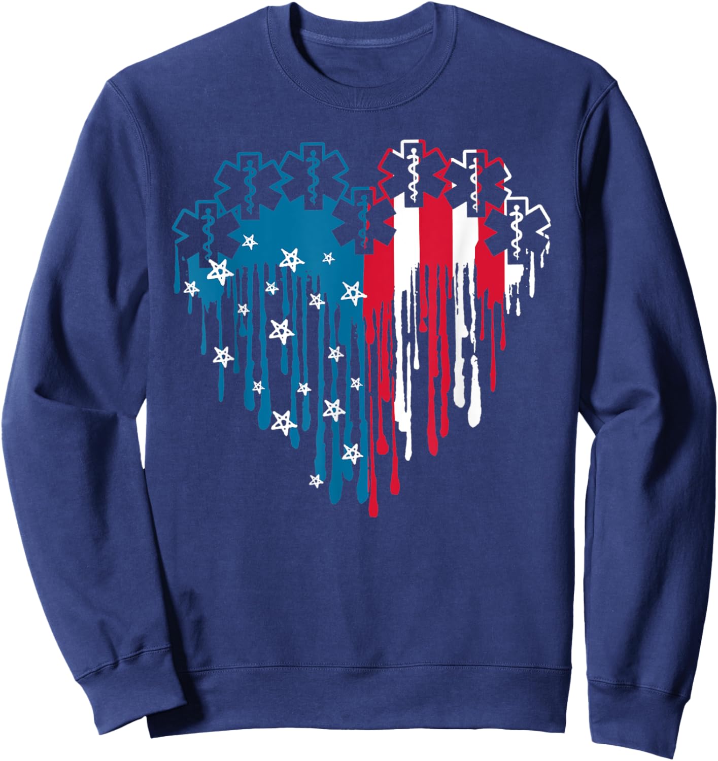 Funny Nurse Heart 4th Of July Nursing Lover American Flag Sweatshirt - Sweatshirt | Navy