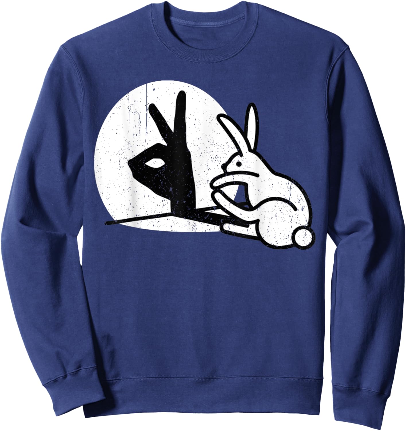 Vintage Funny Rabbit Hand Shadow Puppets Bunny Pop Art Sweatshirt - Sweatshirt | Navy