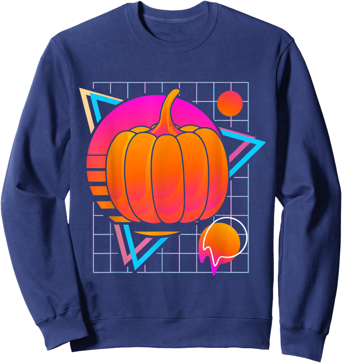 Pumpkin Retro 80s Style Vintage Vegetable Lover Sweatshirt - Sweatshirt | Navy