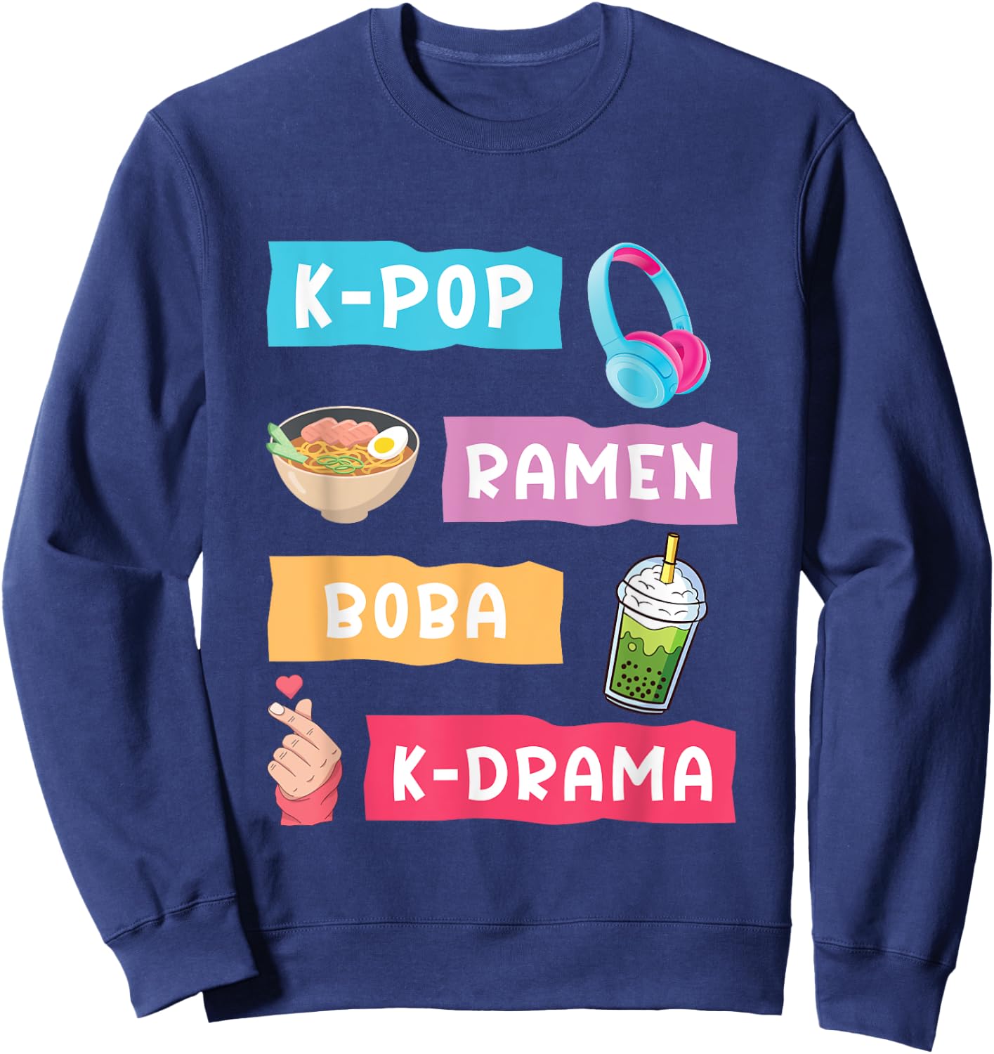 K-Pop Fashion for Fans of korean K-Drama & K-Pop Merchandise Sweatshirt - Sweatshirt | Navy