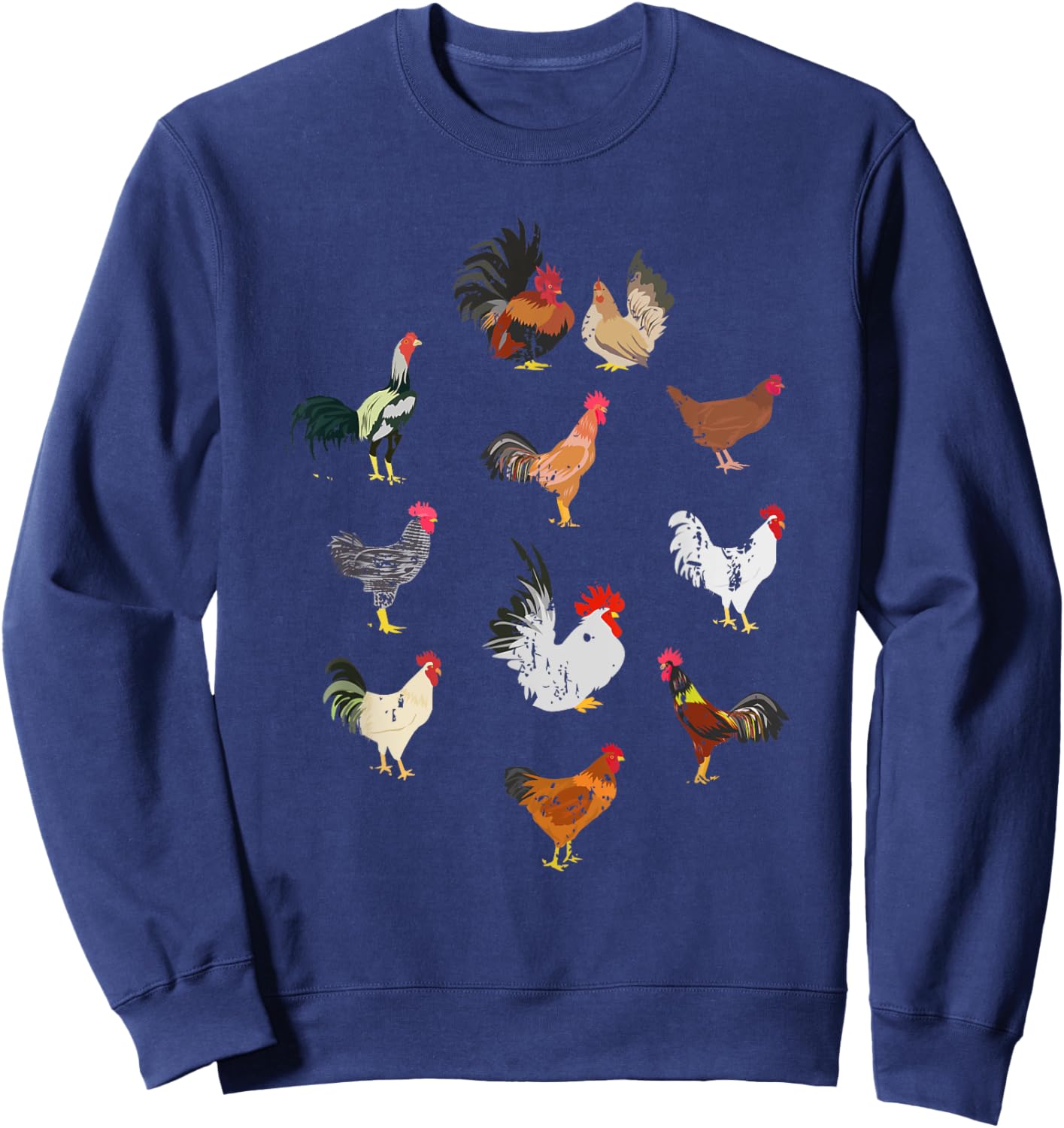 Vintage Chicken Breeds Farm Animals Day Support Farmer Sweatshirt - Sweatshirt | Navy