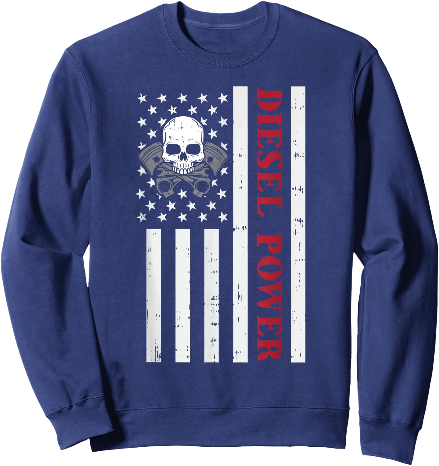 Funny Diesel Mechanic Motorcycle American Diesel Power Flag Sweatshirt - Sweatshirt | Navy
