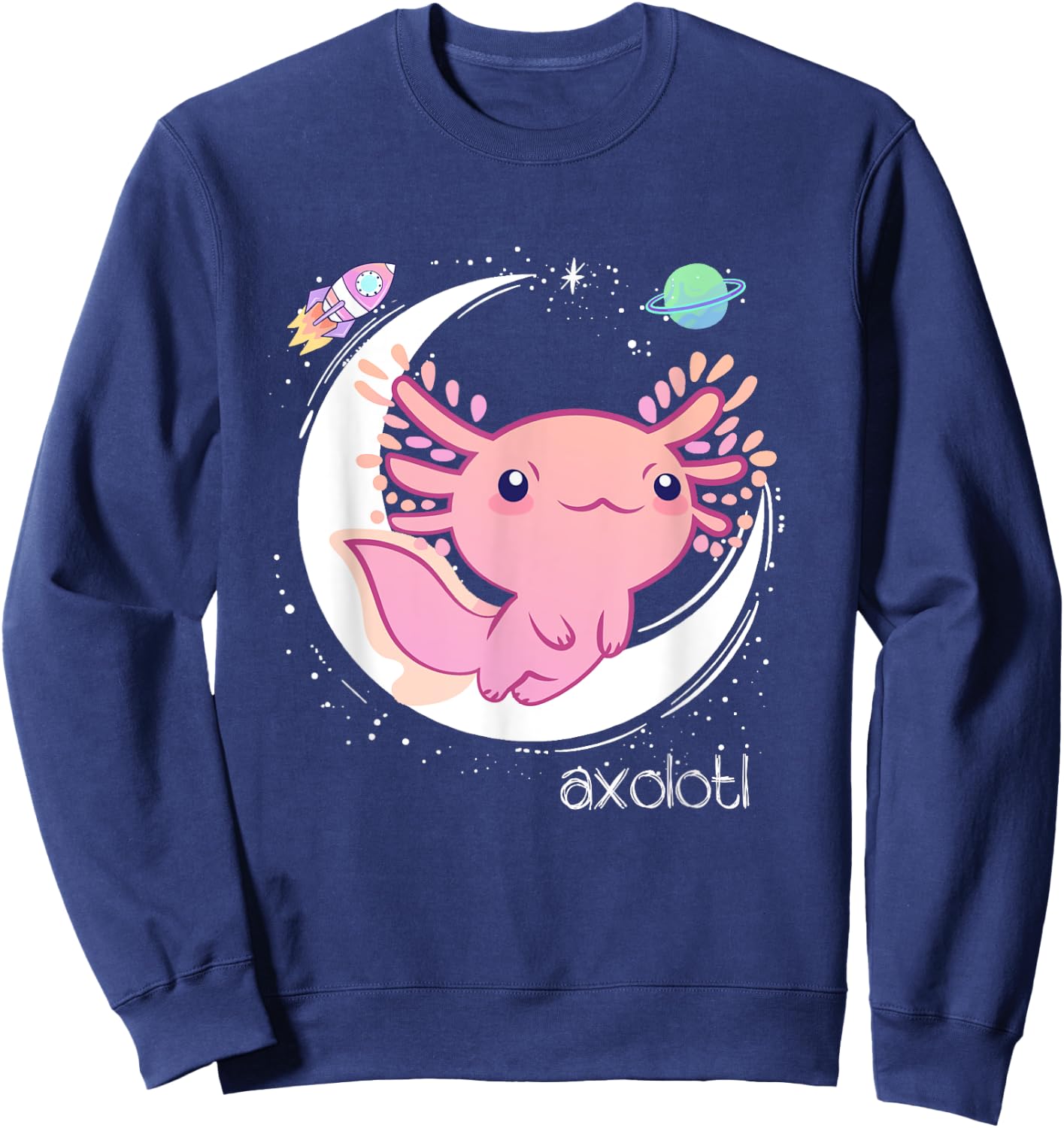 Space Axolotl Kawaii Shirt | Pastel Goth | Japan Anime Comic Sweatshirt - Sweatshirt | Navy