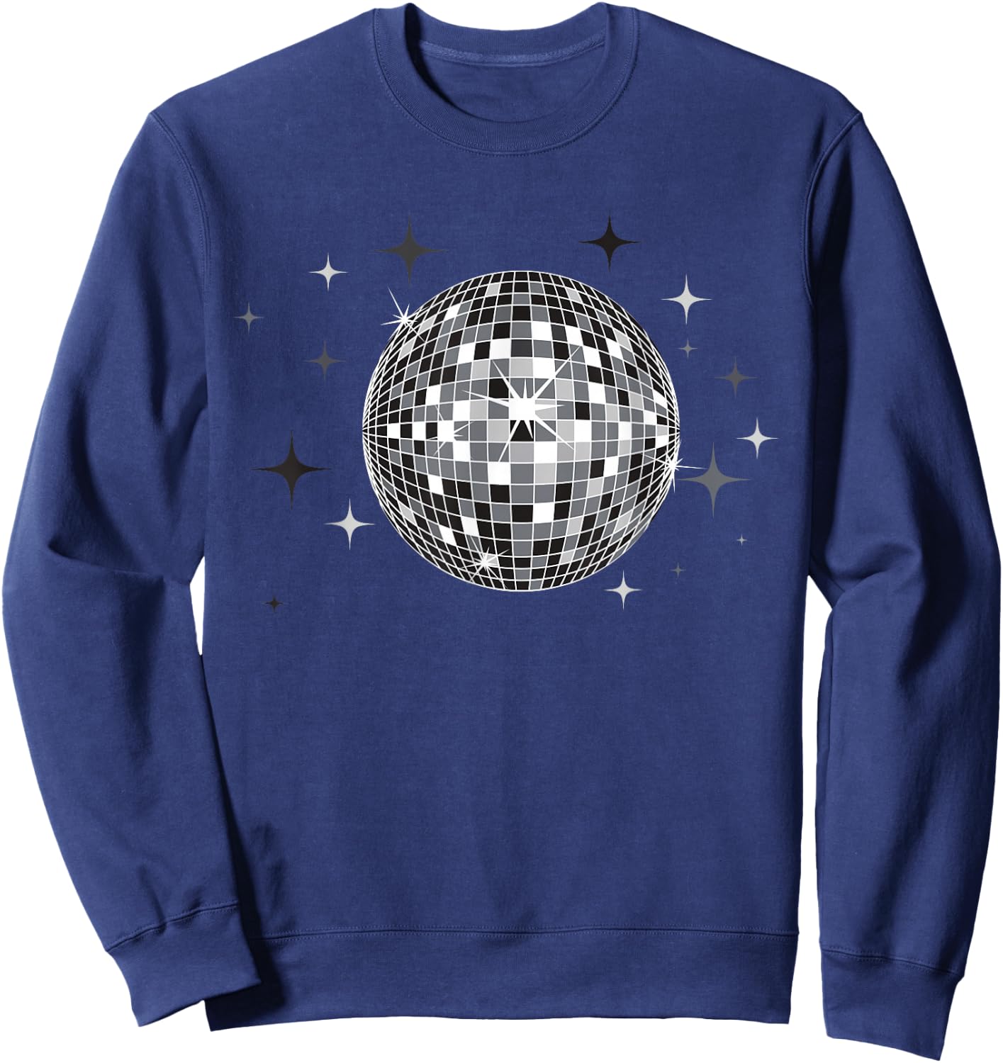 Black and White Disco Ball Club Retro Sweatshirt - Sweatshirt | Navy