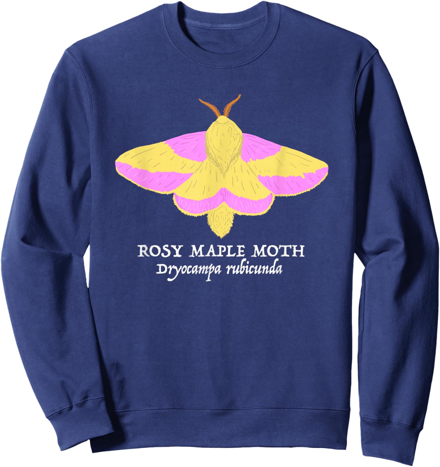 Rosy Maple Moth Dryocampa rubicunda Nature Wildlife Sweatshirt - Sweatshirt | Navy