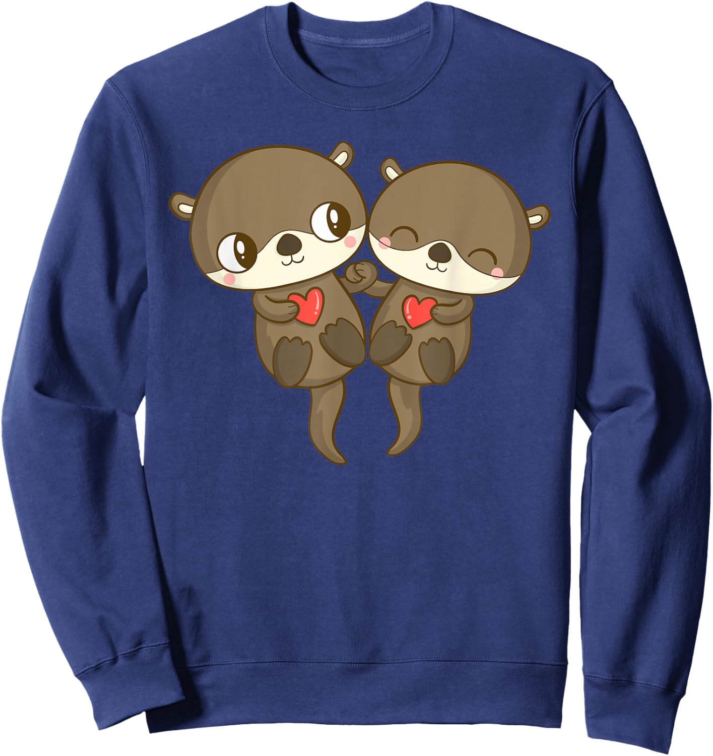 Cute Love Otter Couple Valentine's Day Men Women Kid Sweatshirt - Sweatshirt | Navy