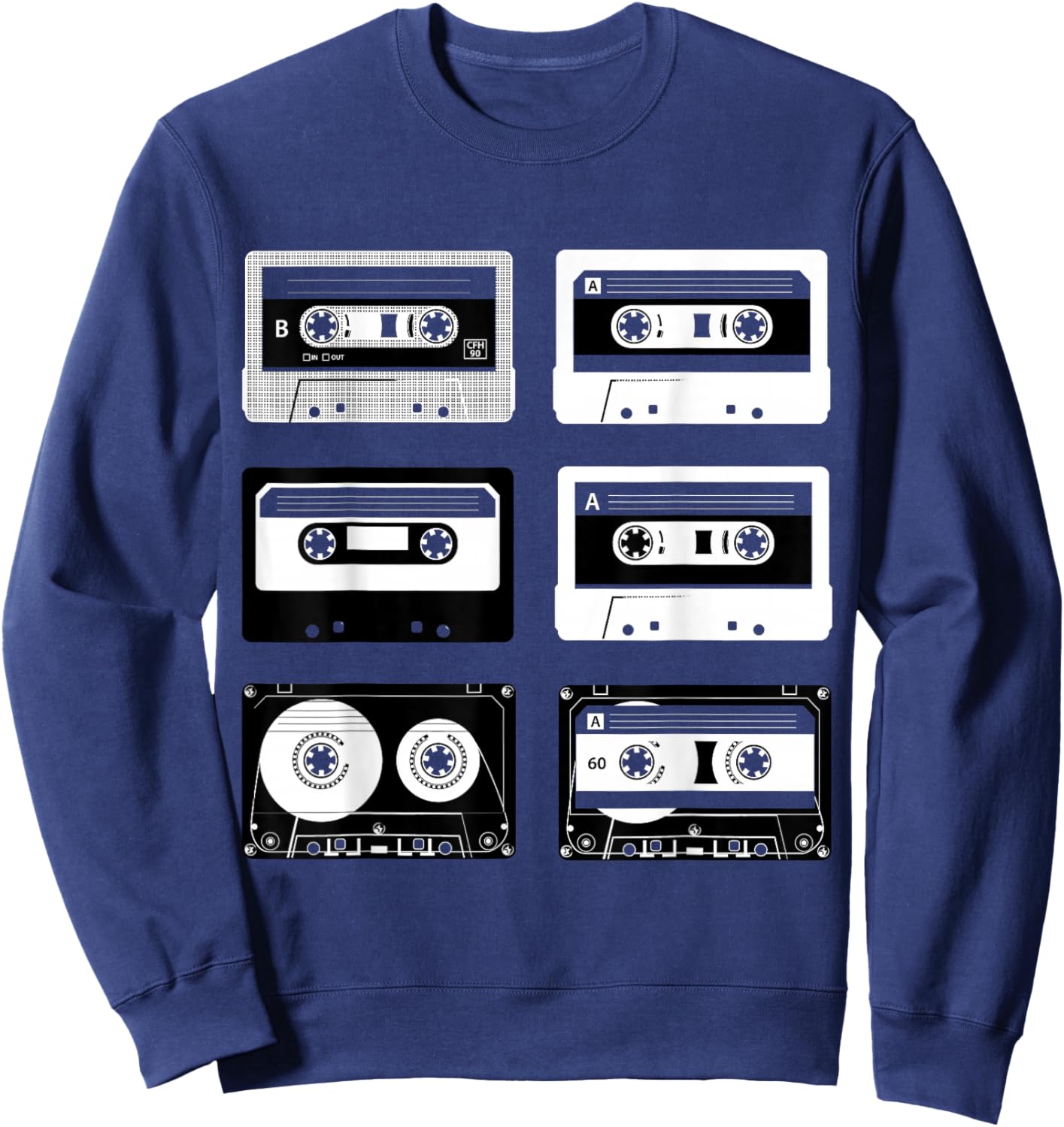 Cassette Tapes Audio Mixtapes 1980s Music Radio DJ Sweatshirt - Sweatshirt | Navy