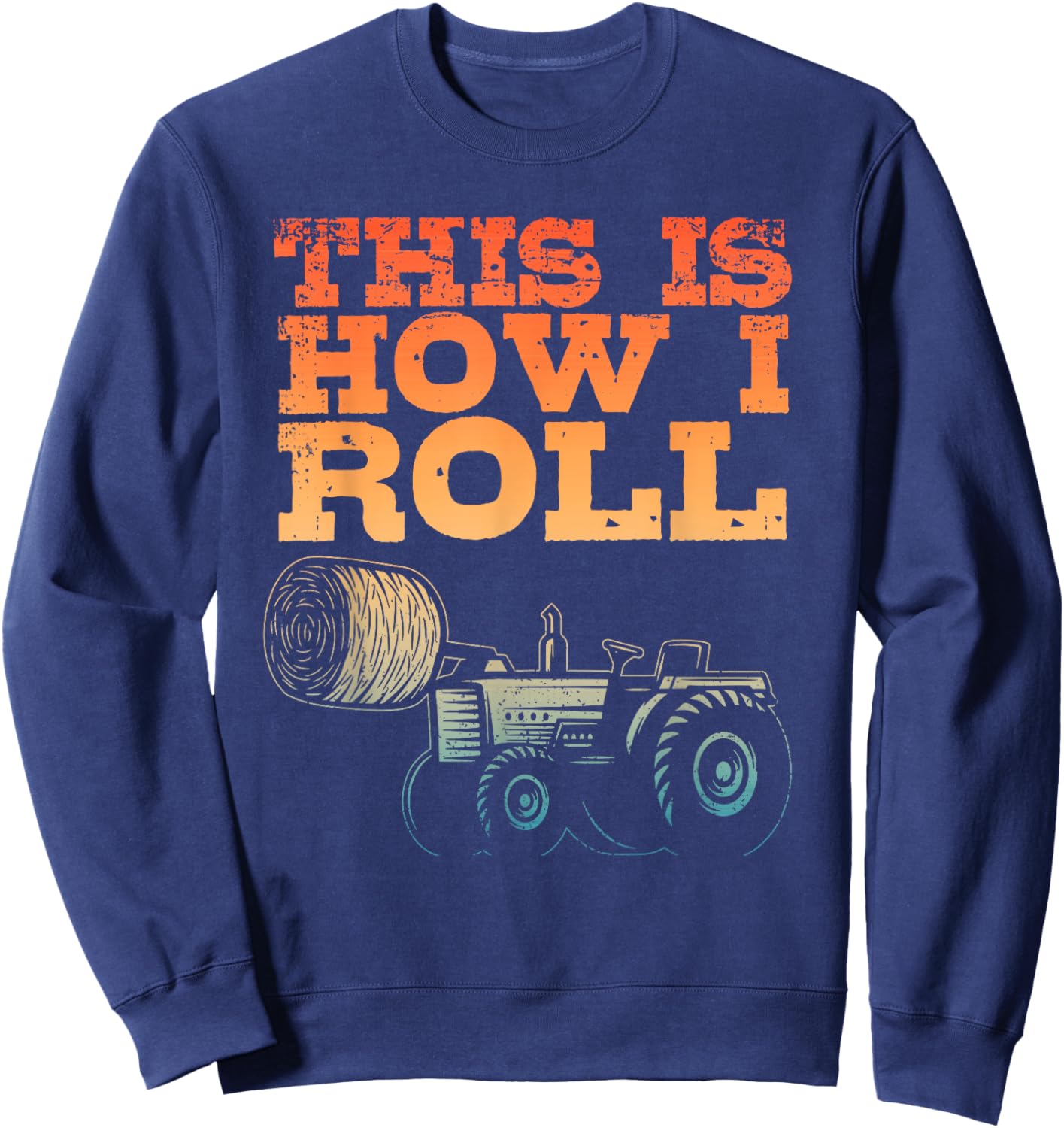 Farmer Art Women Tractor Farming Hay Bale Cow Farmer Sweatshirt - Sweatshirt | Navy