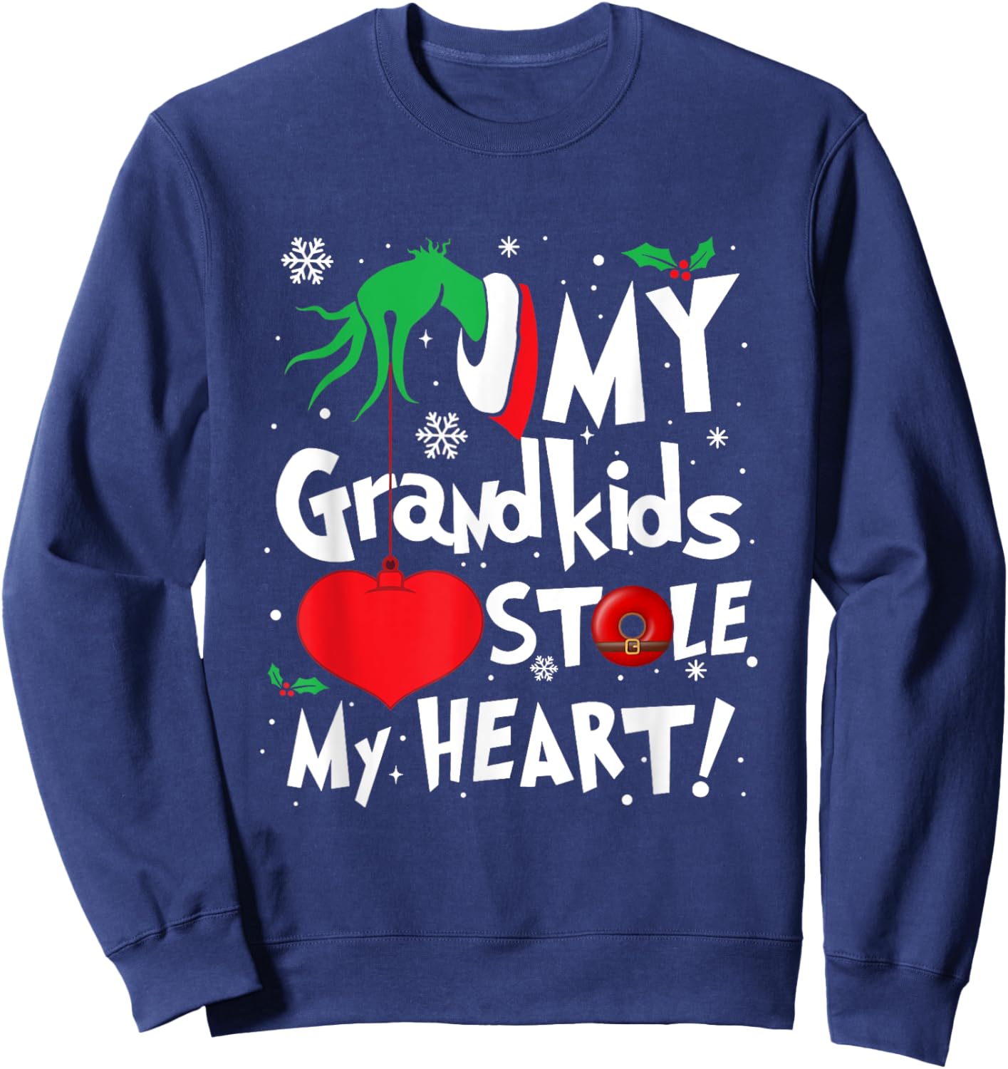 My Grandkids Stole My Heart Funny Christmas Vintage Xmas Sweatshirt - Sweatshirt | Navy