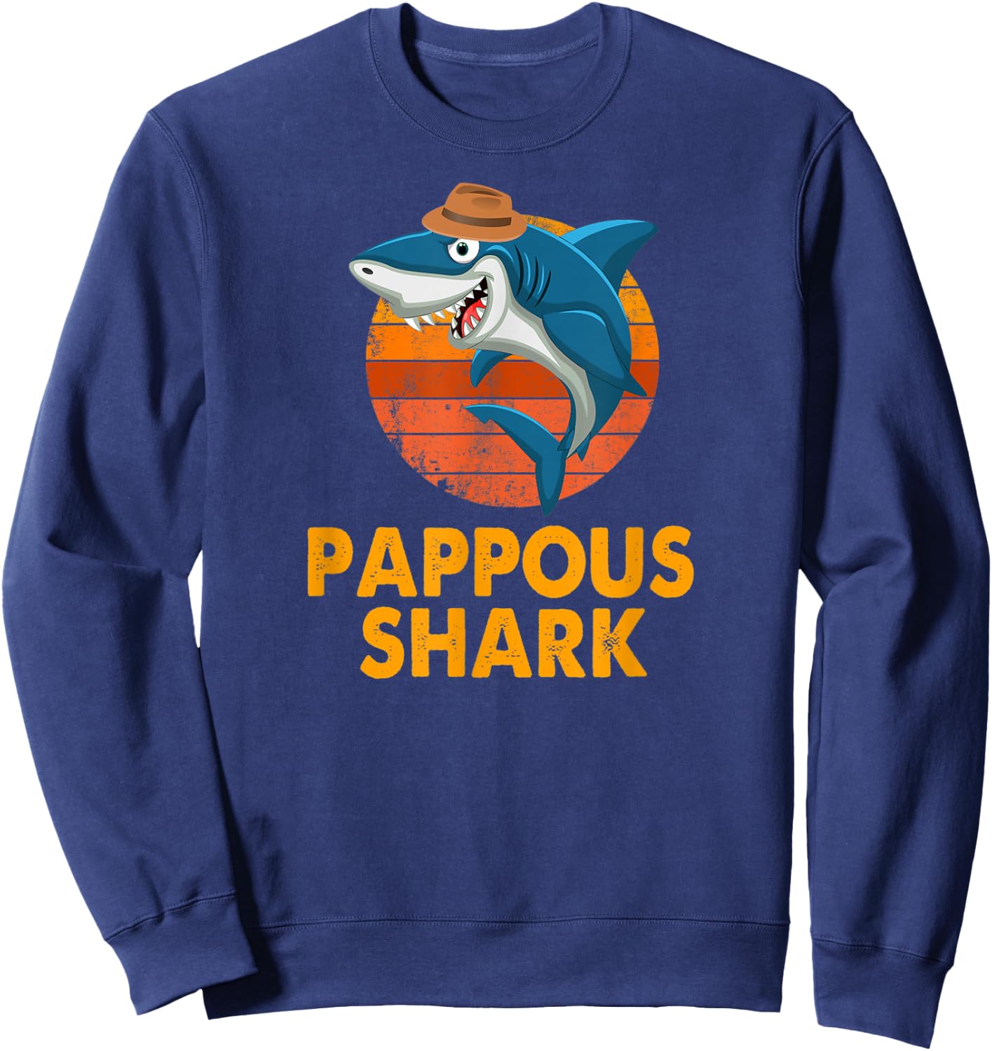 Pappous Shark Funny Vintage Papa Grandpa Father's Day Gifts Sweatshirt - Sweatshirt | Navy
