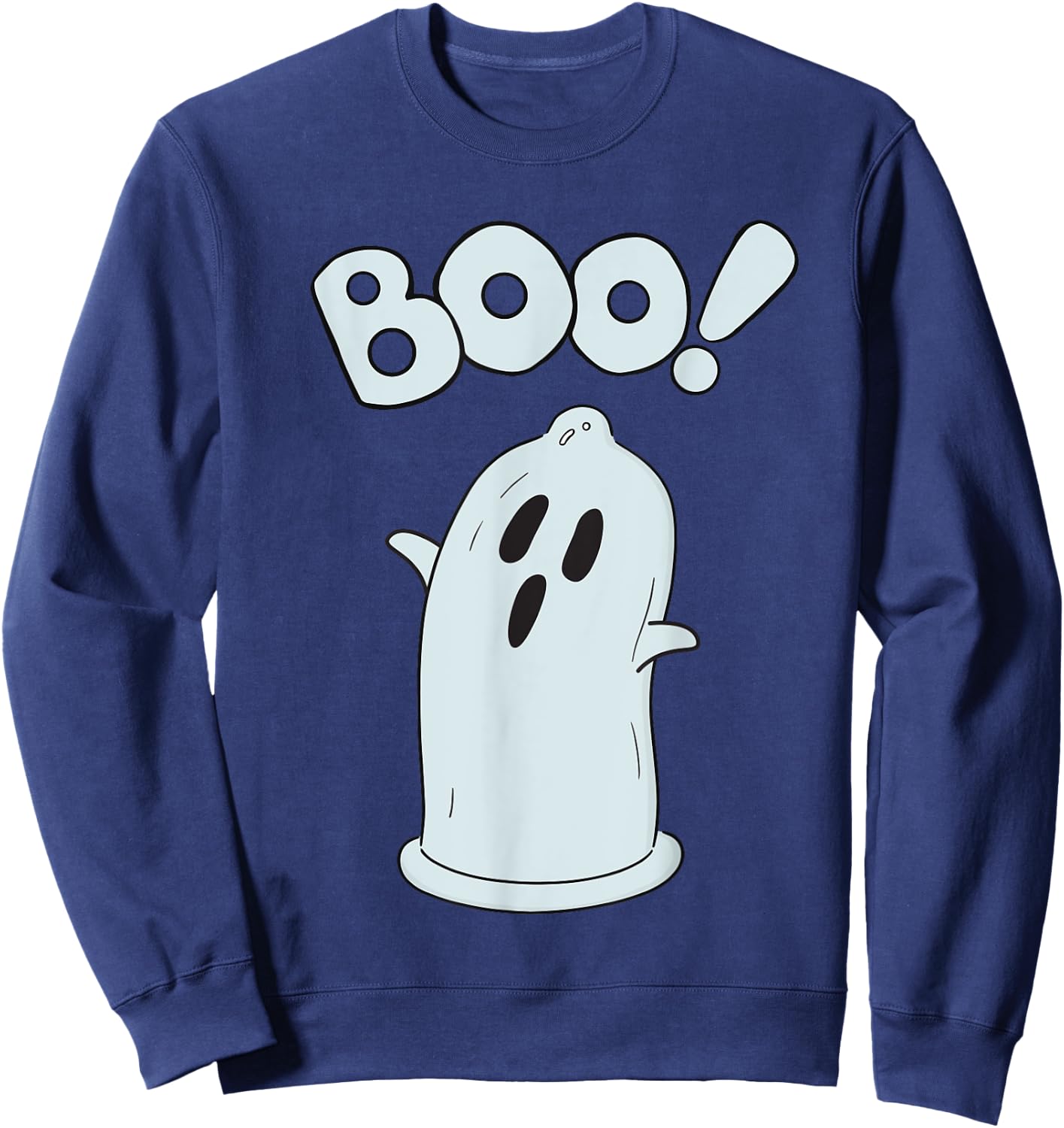 Halloween Condom Boo Ghost Spooky Ghost Face Easy Costume Sweatshirt - Sweatshirt | Navy