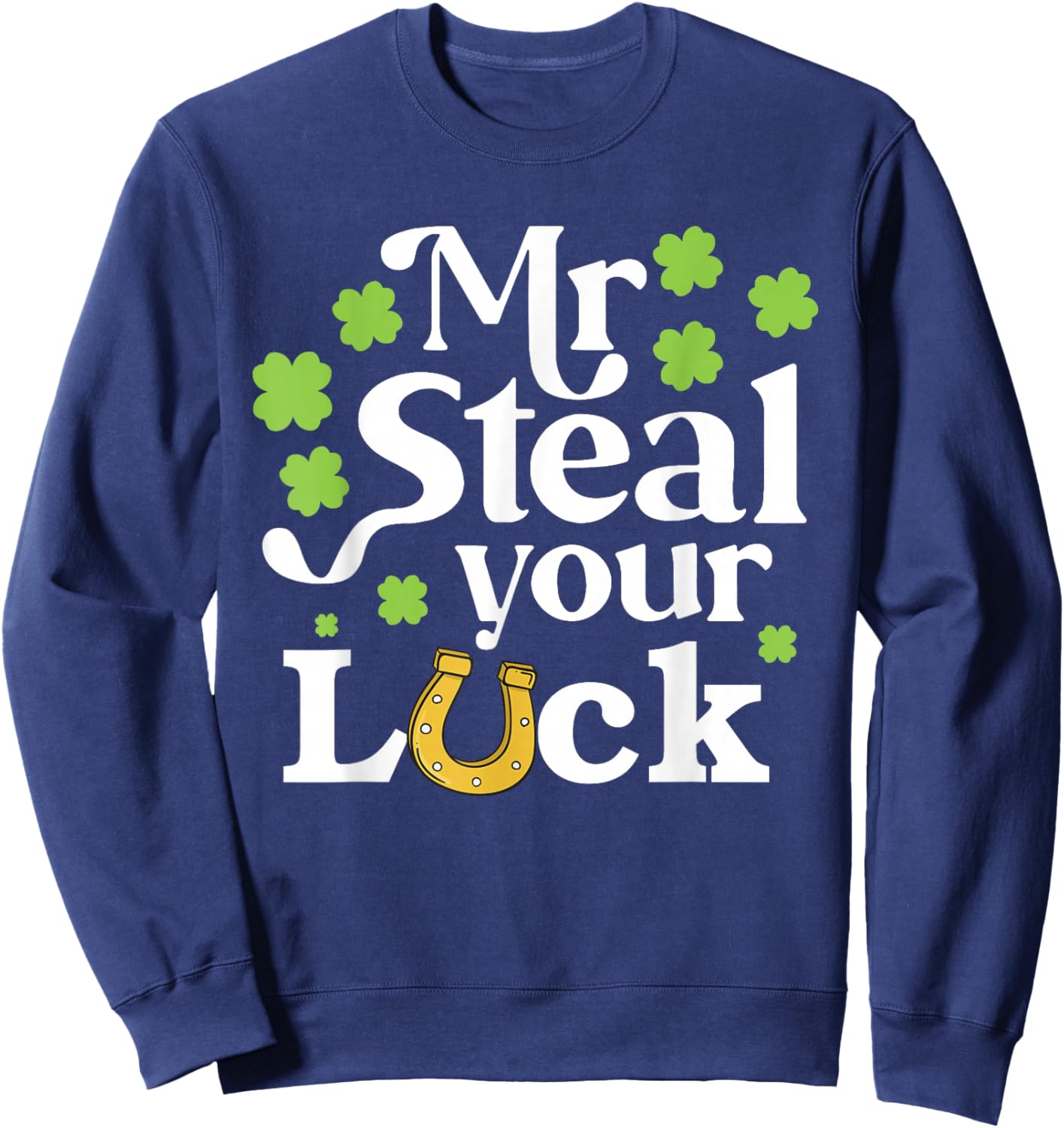 Mr Steal Your Luck Groovy Shamrock Boy Kids St Patrick's Day Sweatshirt - Sweatshirt | Navy