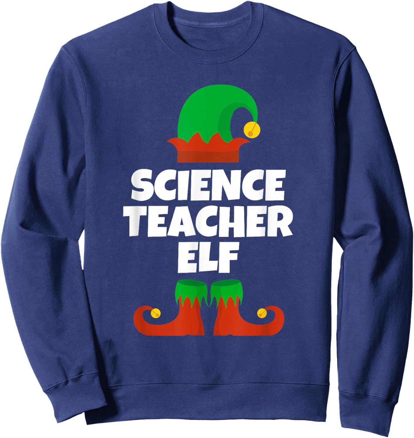 Christmas I'm The Science Teacher Elf Matching Xmas Pajama Sweatshirt - Sweatshirt | Navy