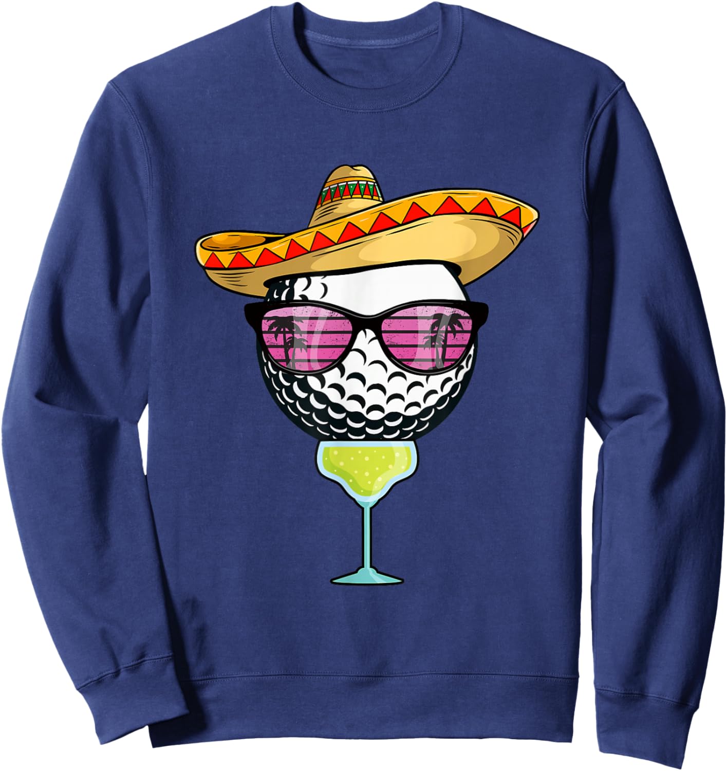 Women Cinco de Mayo Golf Ball With Sombrero Margarita Golfer Sweatshirt - Sweatshirt | Navy