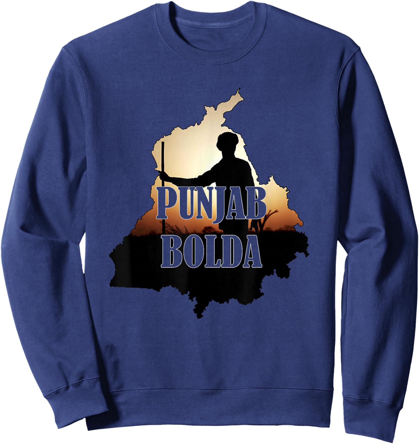 Punjab Bolda Farmers India Punjabi Desi Indian Sweatshirt - Sweatshirt | Navy