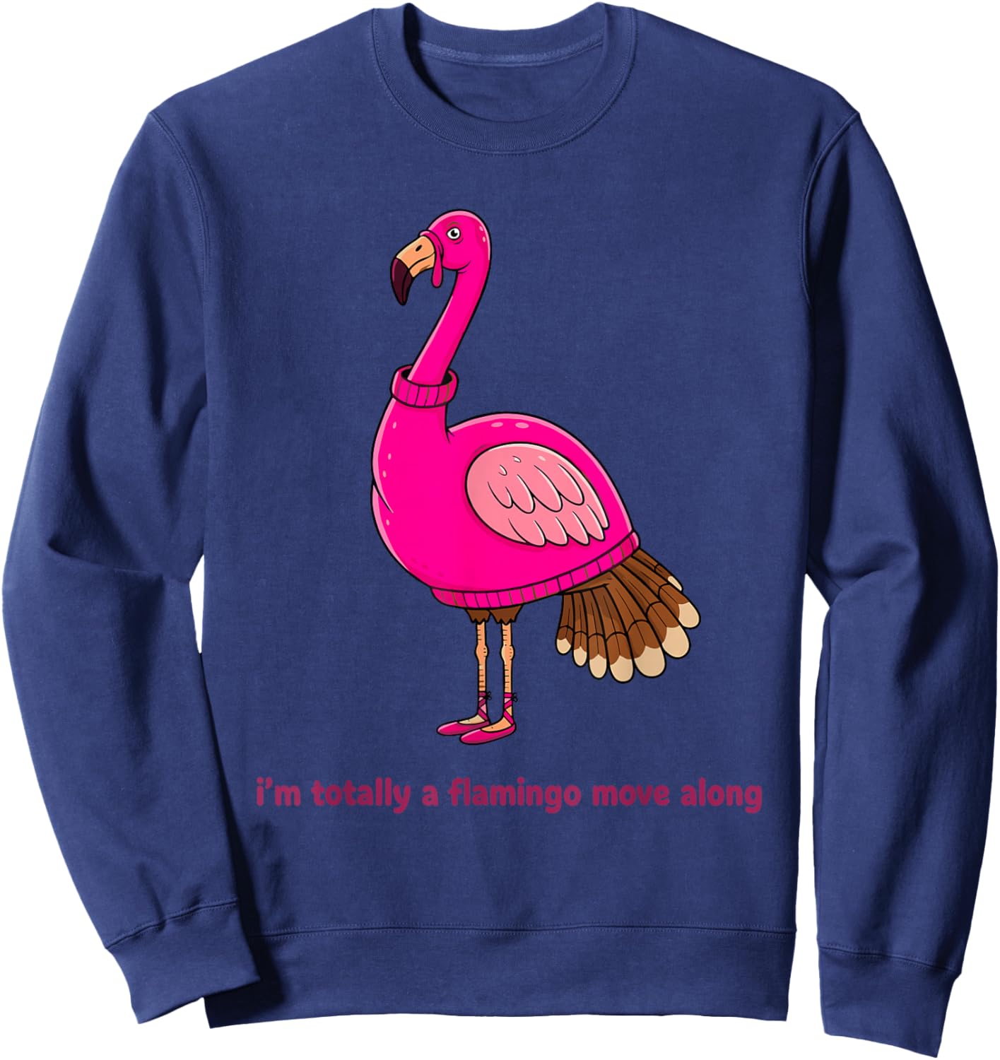 Funny Thanksgiving Turkey Disguised As Flamingo Humor Sweatshirt - Sweatshirt | Navy