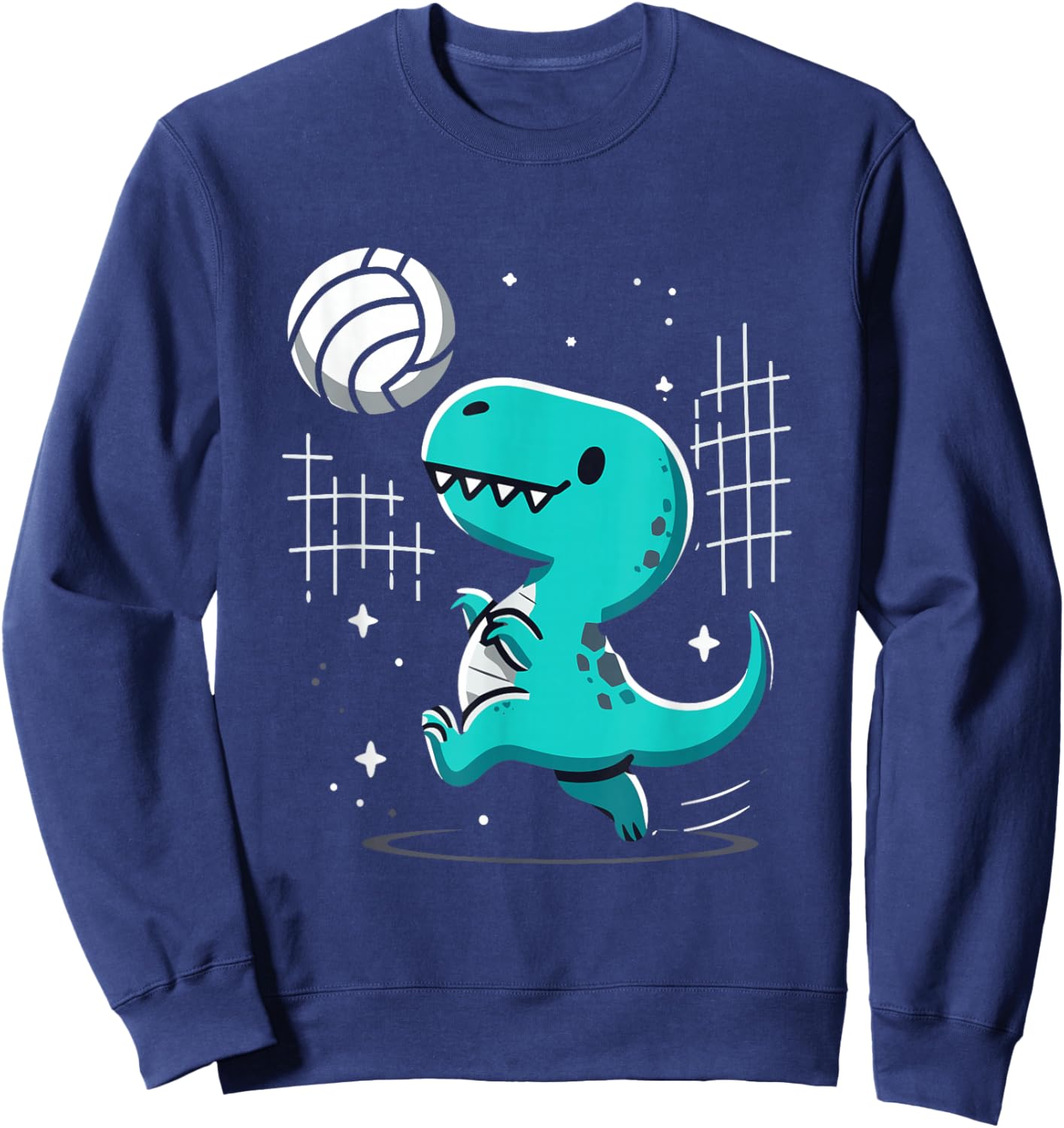 Cute T-Rex Dinosaur Playing Volleyball Funny Design Sweatshirt - Sweatshirt | Navy