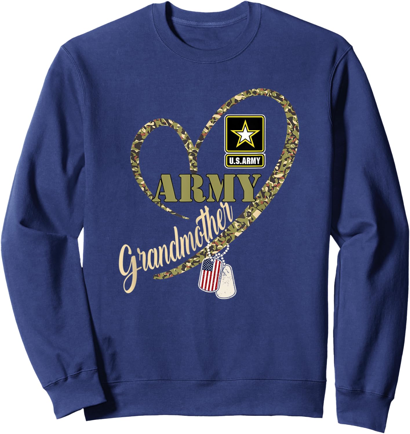 Proud Army Grandmother Shirt Funny Military Heart Camouflage Sweatshirt - Sweatshirt | Navy