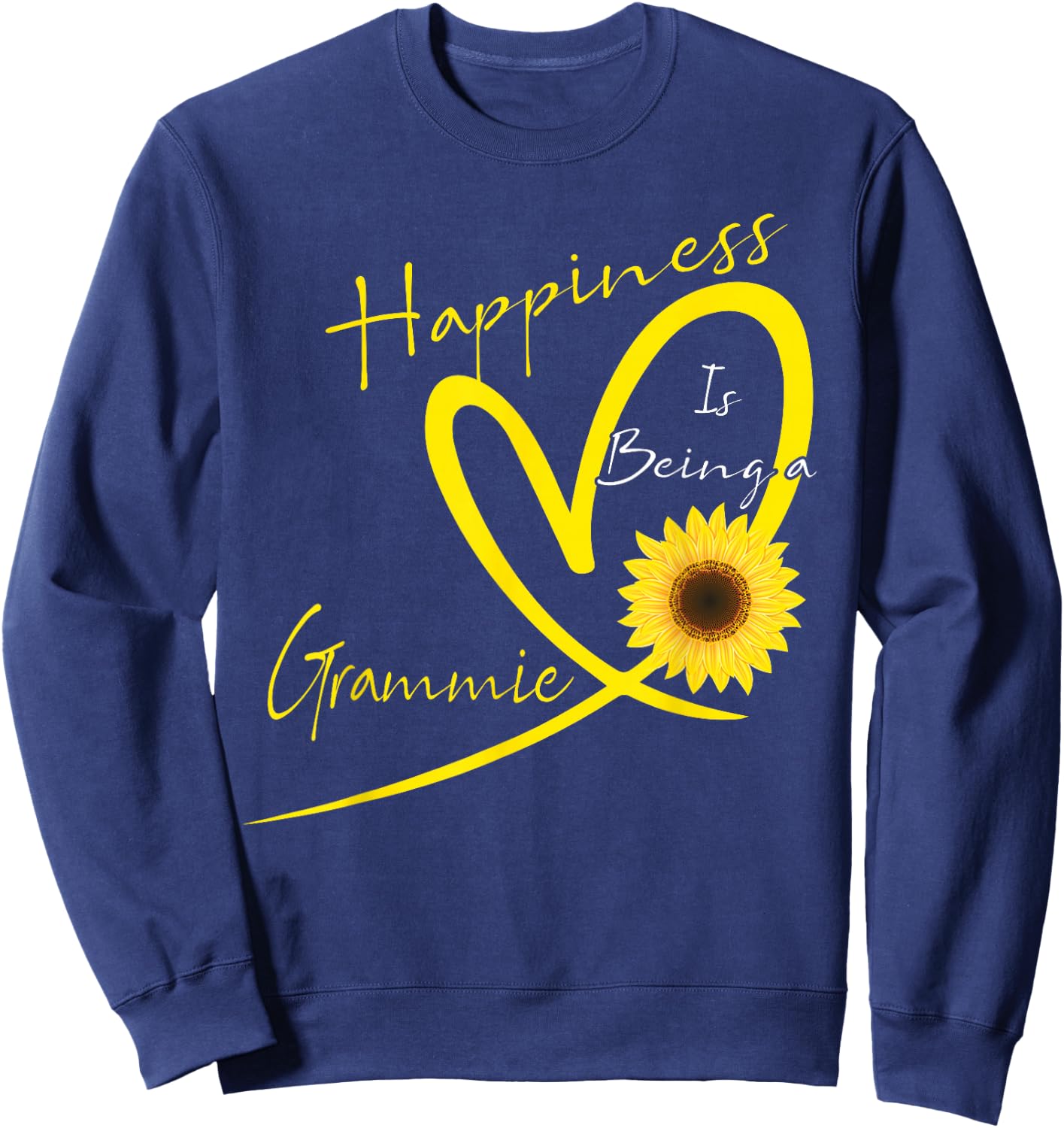 Happiness is Being A Grammie Sunflower Heart Sweatshirt - Sweatshirt | Navy