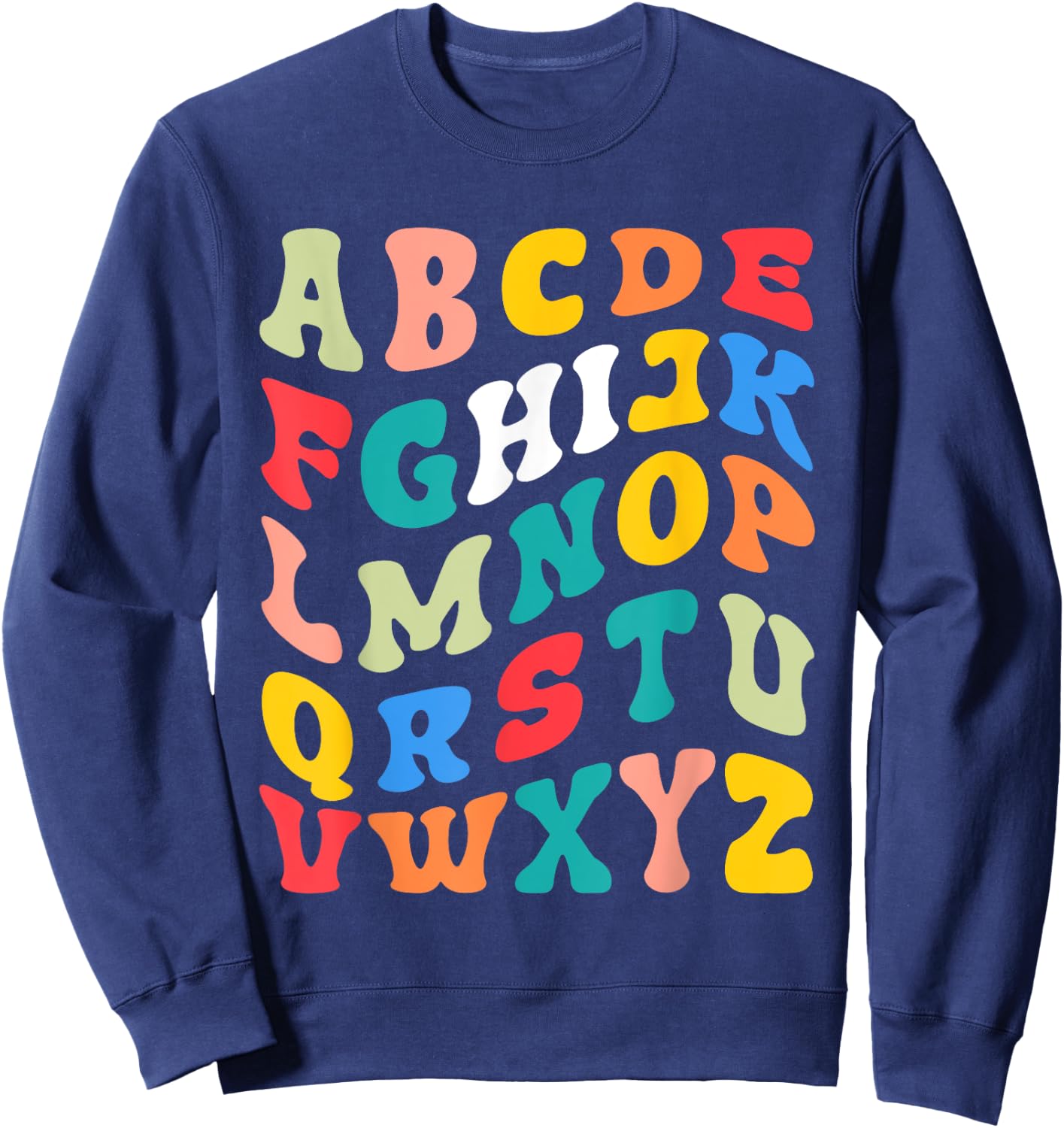 Alphabet Hi Back To School ABC Pre K Kindergarten Teacher Men Women Kids Sweatshirt - Sweatshirt | Navy