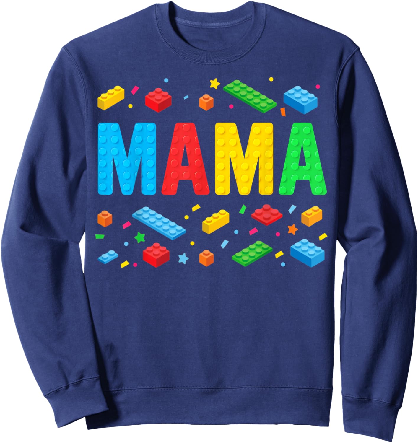 Mama Master Builder Building Bricks Blocks Funny Mothers Day Sweatshirt - Sweatshirt | Navy