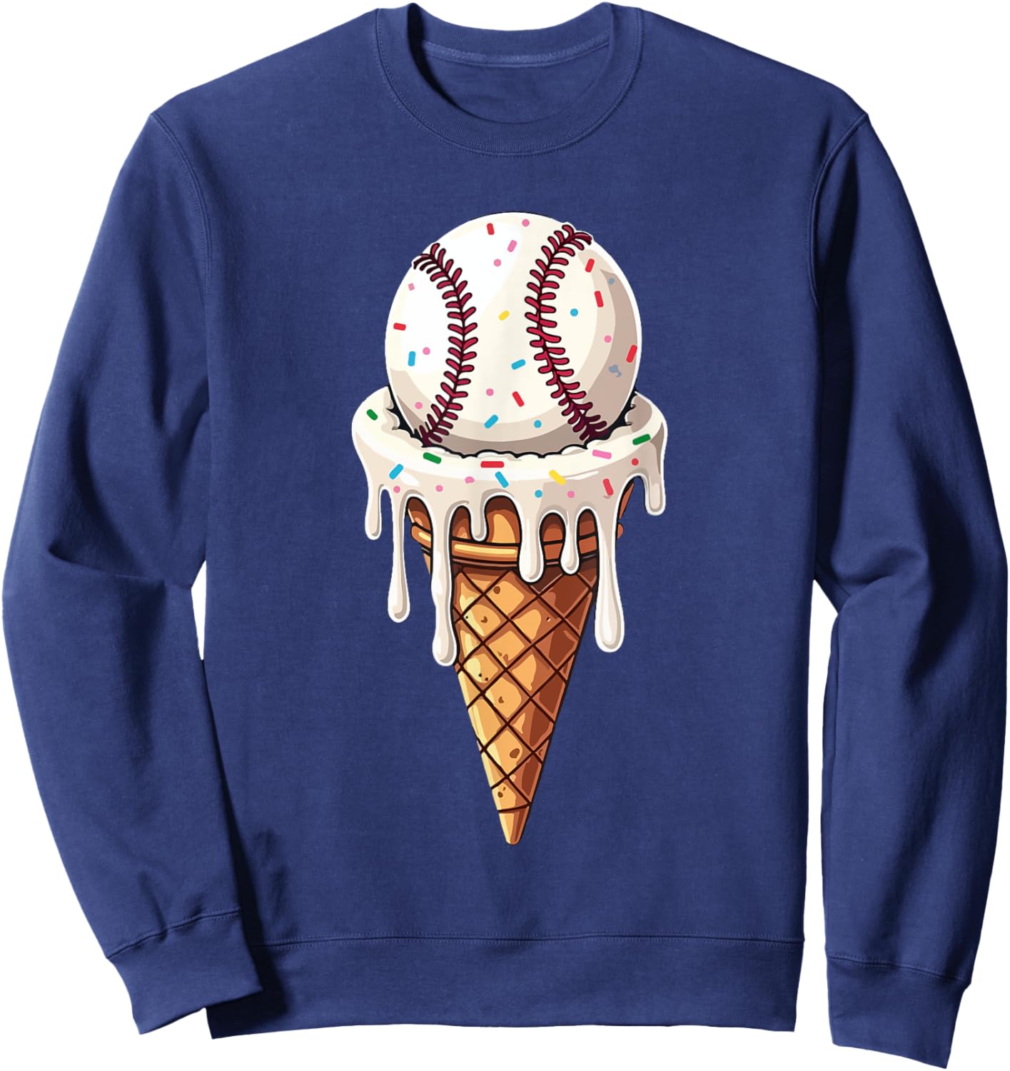 Baseball Drip with Melting Ice Cream Drippy Lovers Sweatshirt - Sweatshirt | Navy