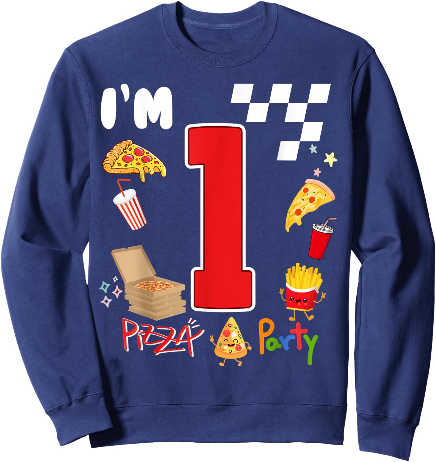 Pizza Lover 1st Birthday Crew 1 Year Old Funny Matching Sweatshirt - Sweatshirt | Navy