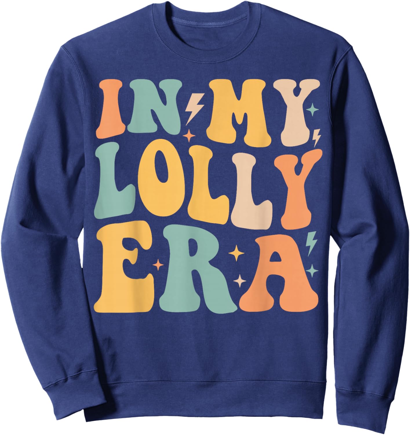 Retro Groovy In My Lolly Era Mother's Day Sweatshirt - Sweatshirt | Navy