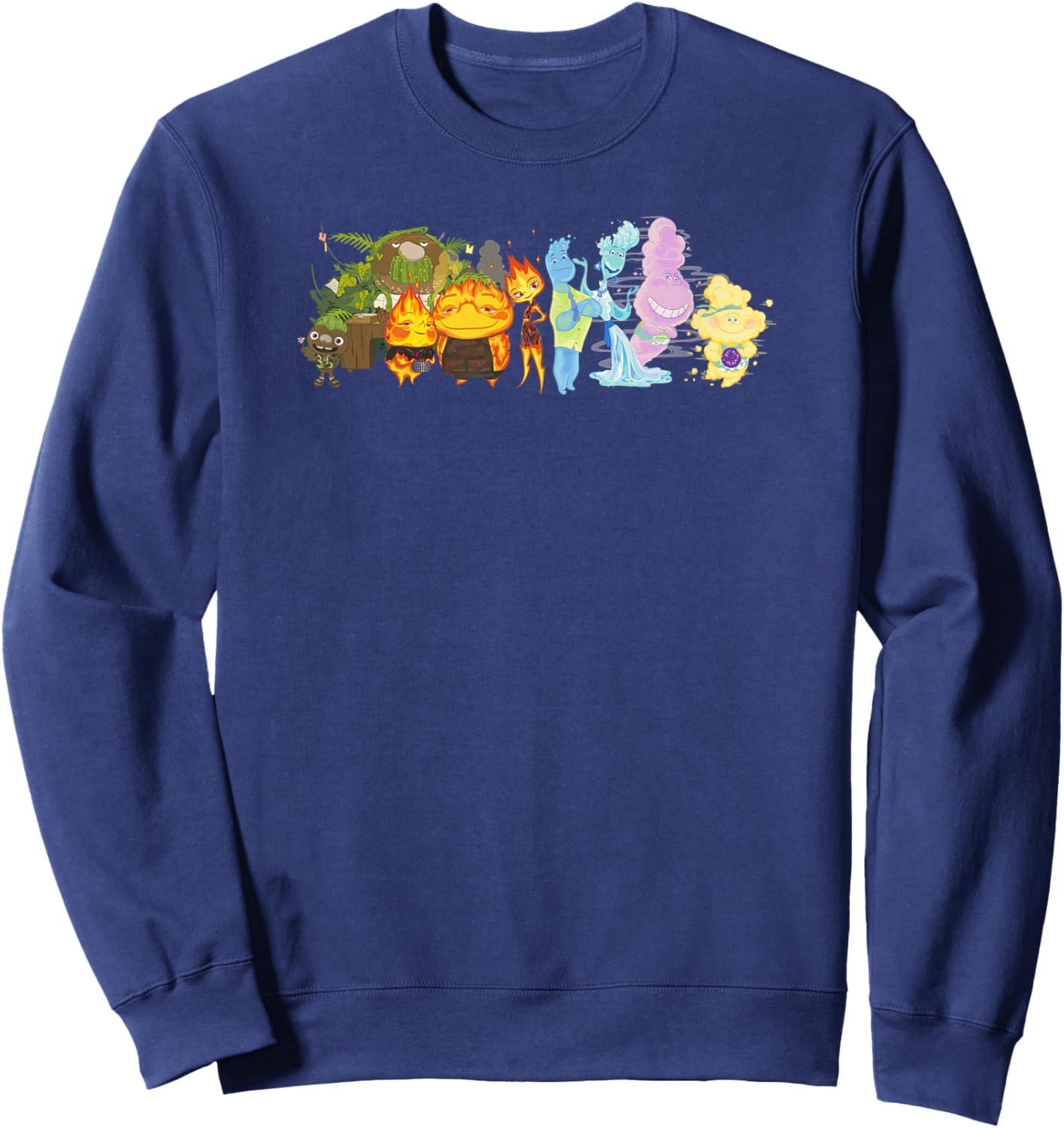 Disney Pixar Elemental All Four Elements Cast Group Shot Sweatshirt - Sweatshirt | Navy