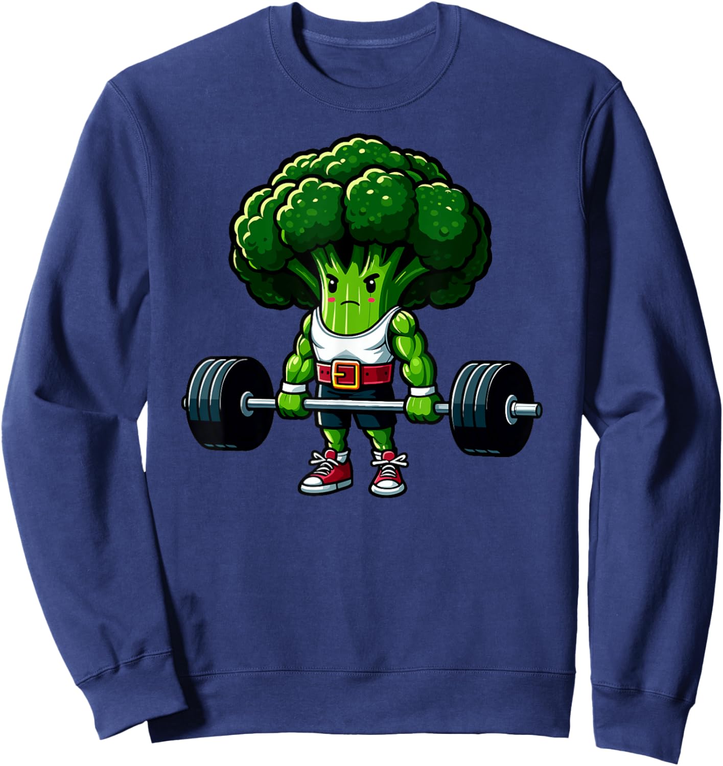 Broccoli Deadlift Weightlifting Gym Vegan Powerlifting Sweatshirt - Sweatshirt | Navy
