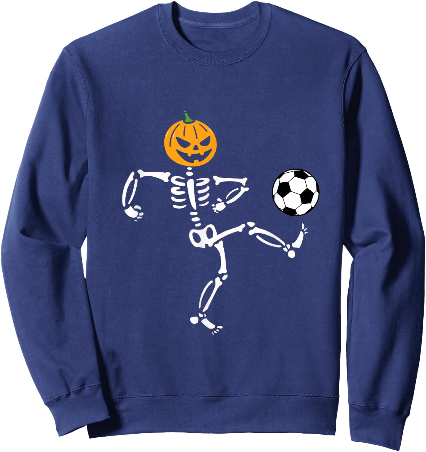 Pumpkin Skeleton Soccer Player Halloween Men Boys Soccer Sweatshirt - Sweatshirt | Navy