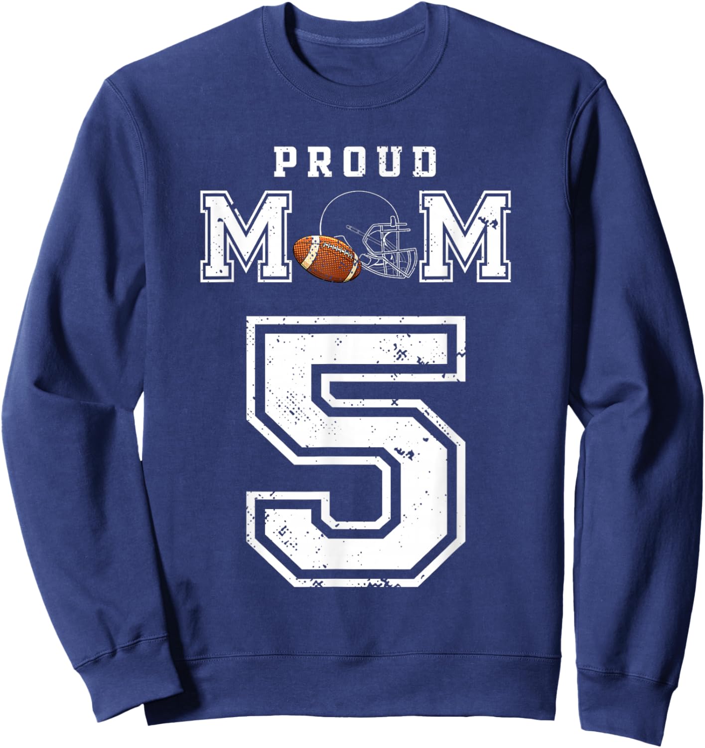 Custom Proud Football Mom Number 5 Personalized Sweatshirt - Sweatshirt | Navy