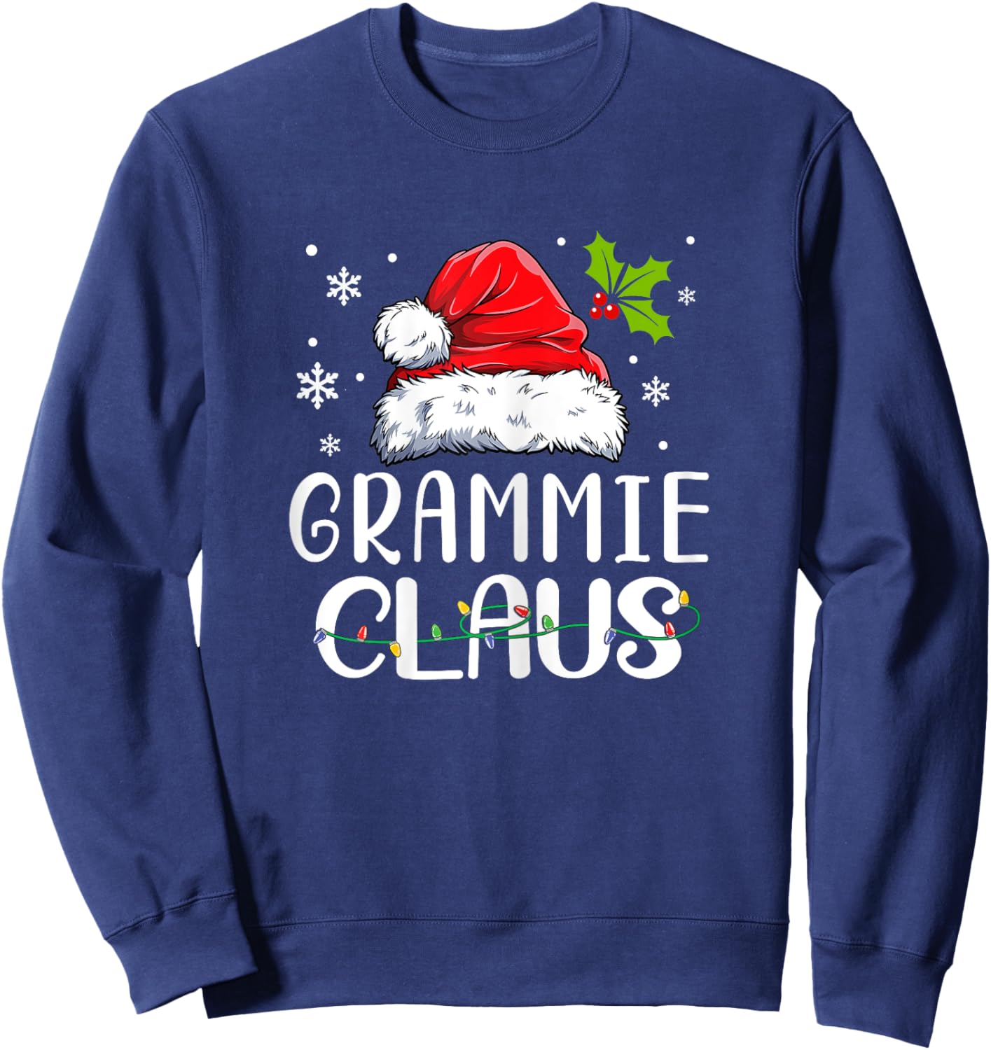 Matching Family Christmas Pajama Xmas Lights Grammie Claus Sweatshirt - Sweatshirt | Navy