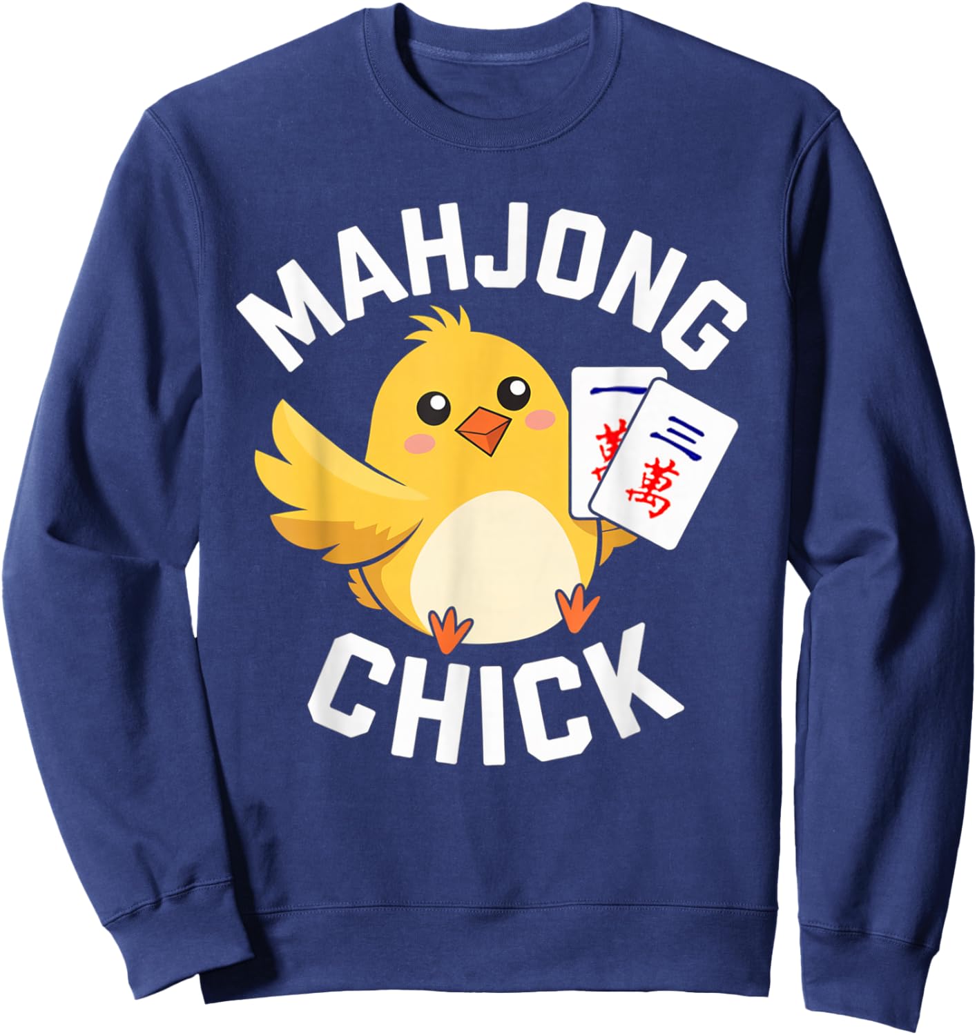 Mahjong Chick Chinese Board Game Player Sweatshirt - Sweatshirt | Navy