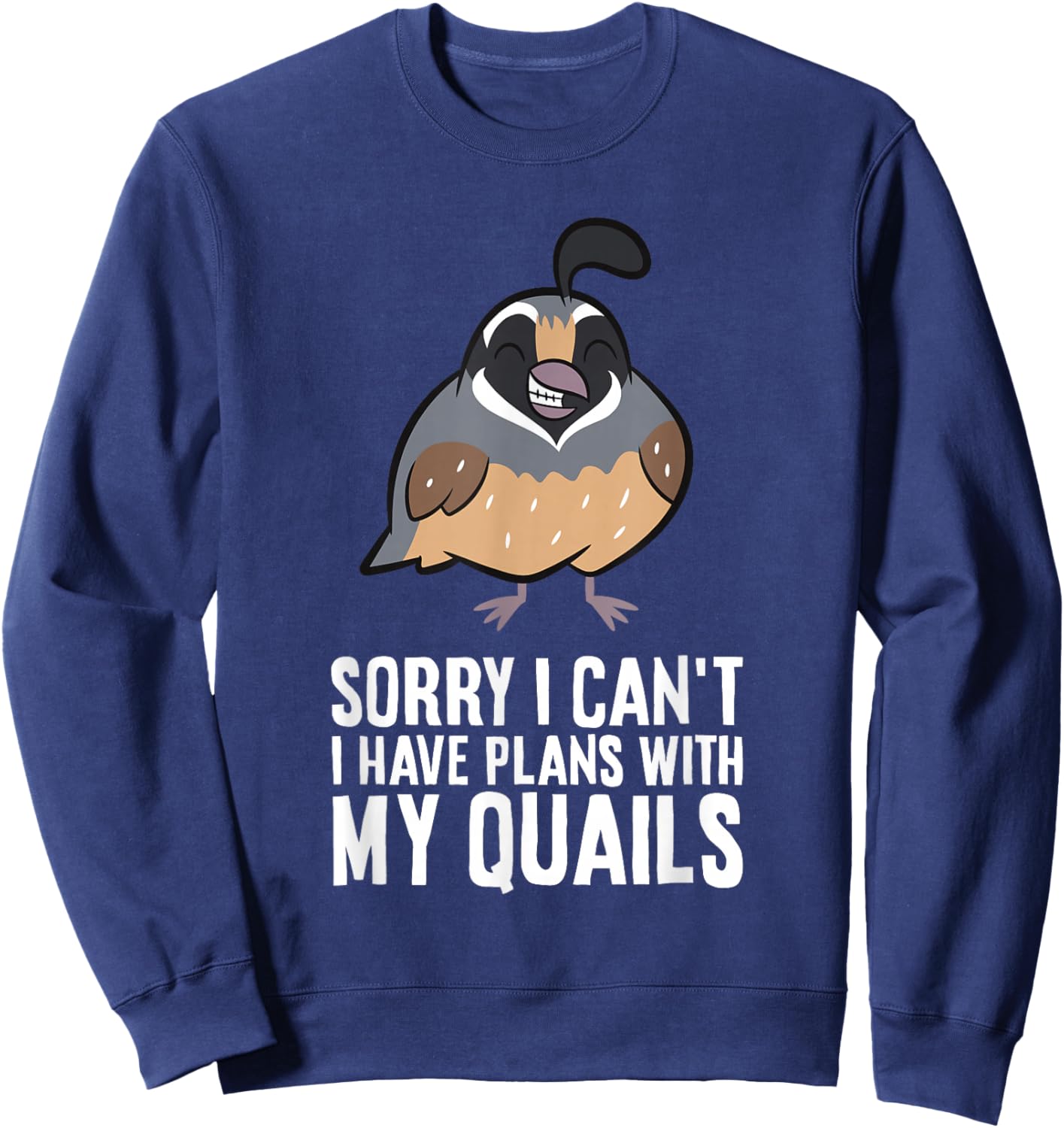 Sorry I Can't I Have Plans With My Quails Funny Common Quail Sweatshirt - Sweatshirt | Navy