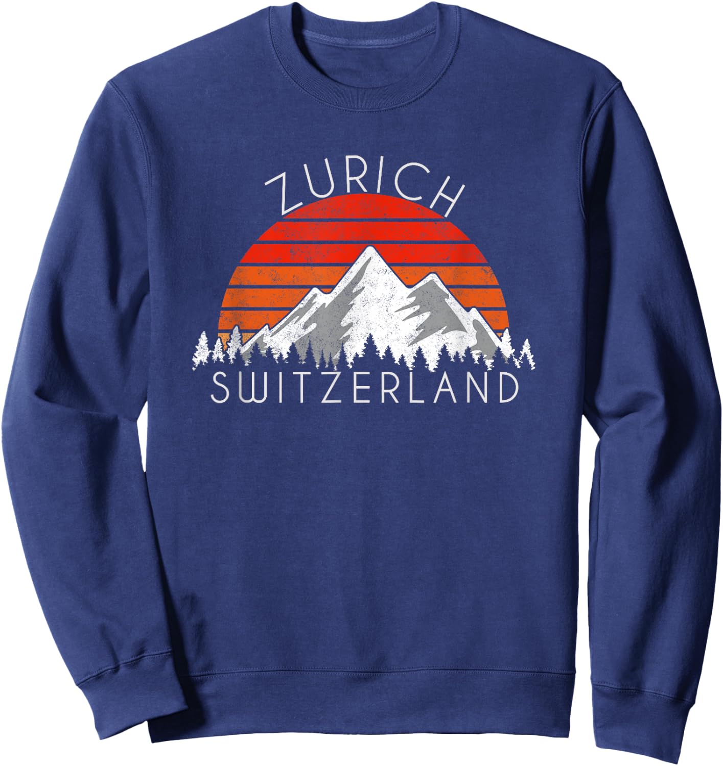 Vintage Zurich, Switzerland Distressed Sweatshirt - Sweatshirt | Navy
