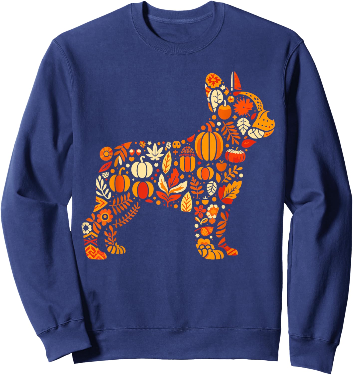 Autumn Pumpkin French Bulldog Thanksgiving Kids Sweatshirt - Sweatshirt | Navy