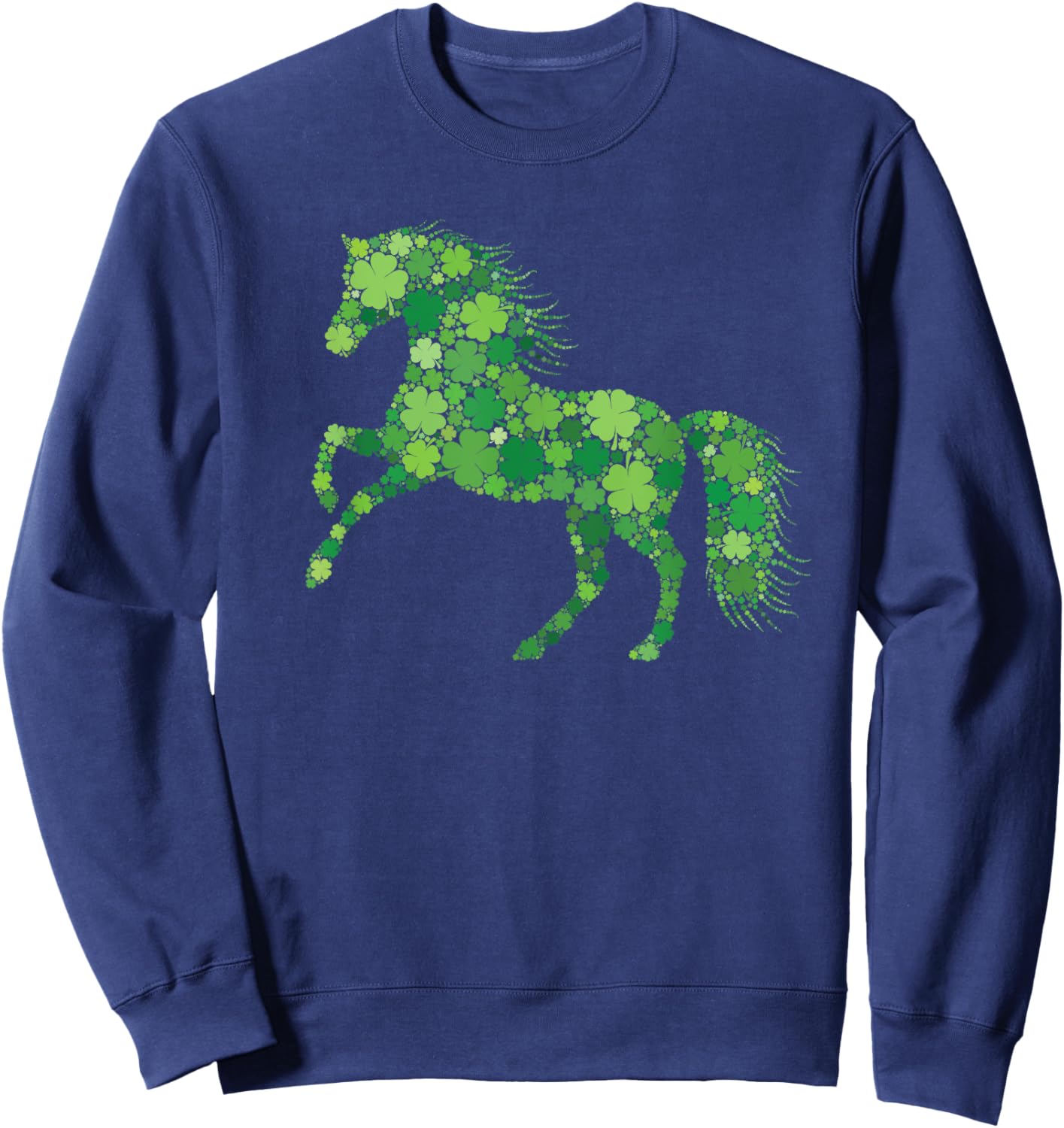 Funny Shamrock Horse Irish Leaf Horses St. Patrick's Day Sweatshirt - Sweatshirt | Navy