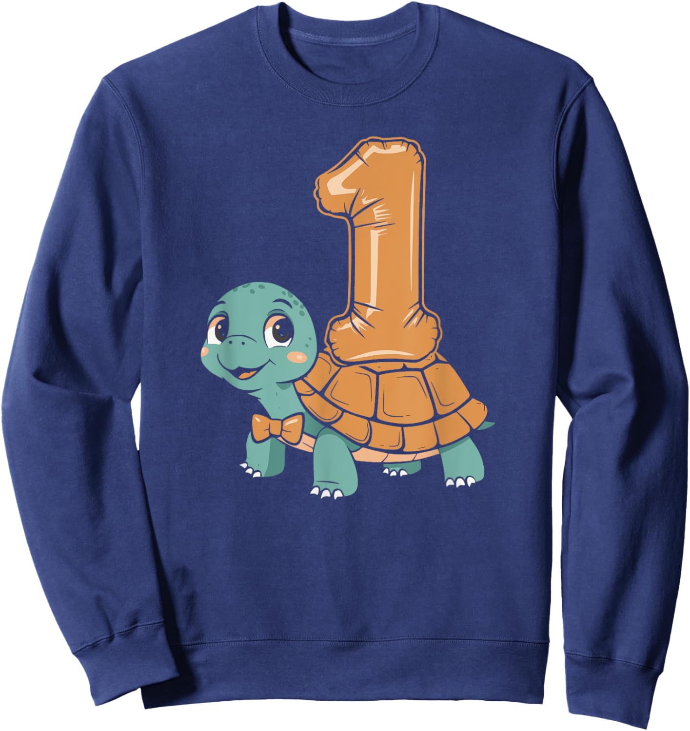Cute Turtle With Balloon 1st Birthday Design For Kids Sweatshirt - Sweatshirt | Navy
