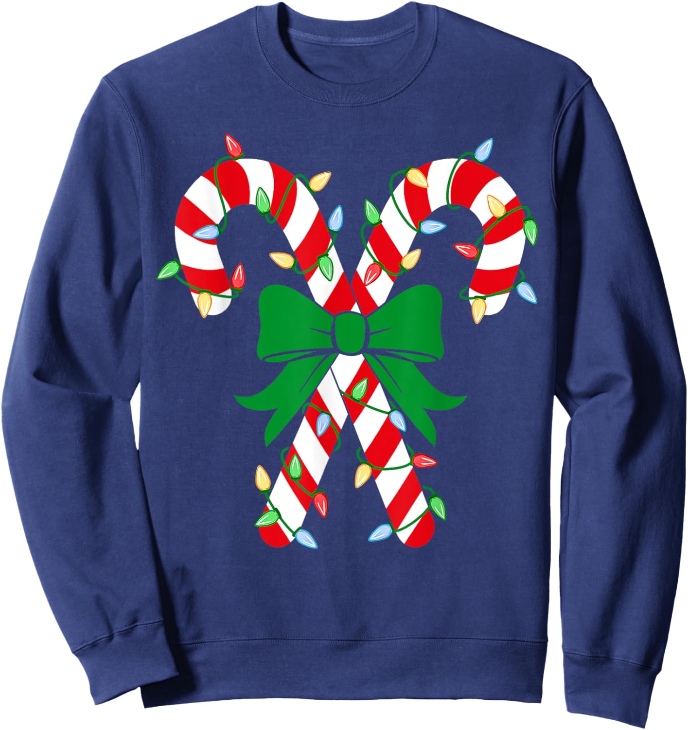 Candy Cane Crew Christmas Lights Family Matching Pajamas Sweatshirt - Sweatshirt | Navy