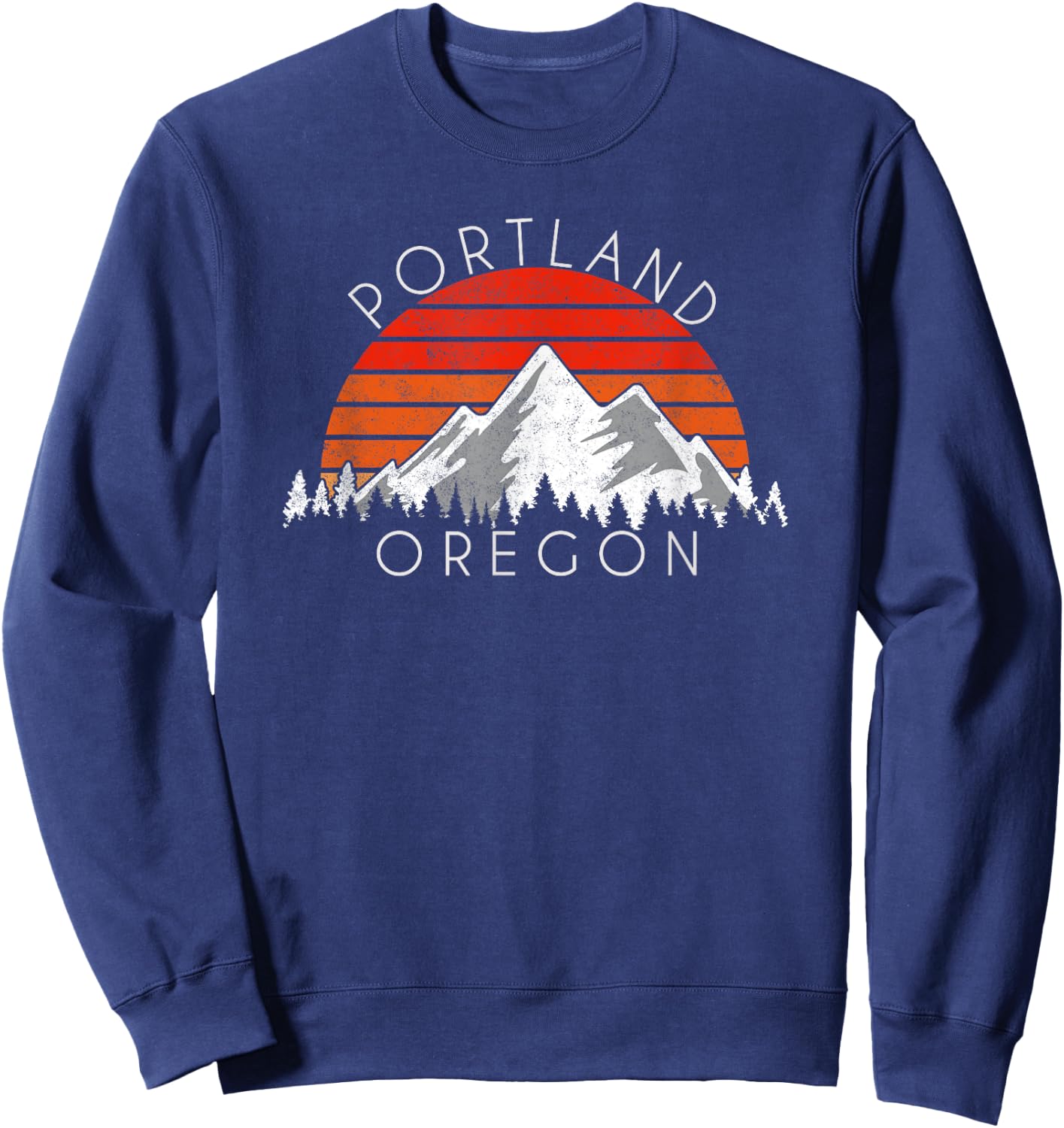 Retro Vintage Portland, Oregon Distressed Sweatshirt - Sweatshirt | Navy