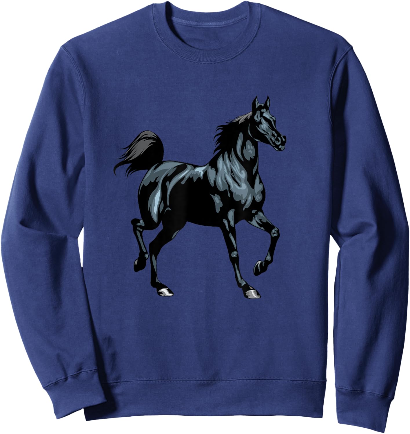 Realistic Black Arabian Horse Arabian Horse Funny Sweatshirt - Sweatshirt | Navy