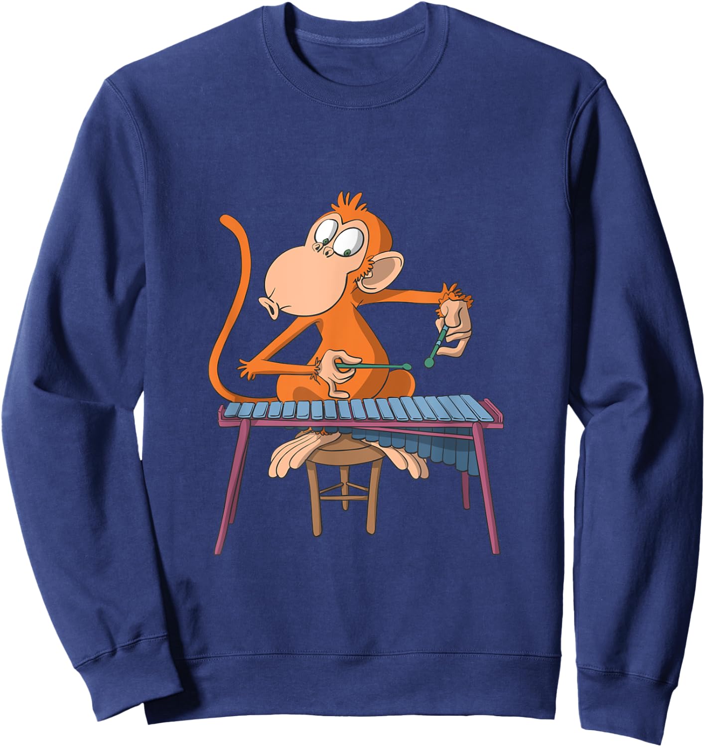 Monkey Plays Marimba Xylophone Sweatshirt - Sweatshirt | Navy