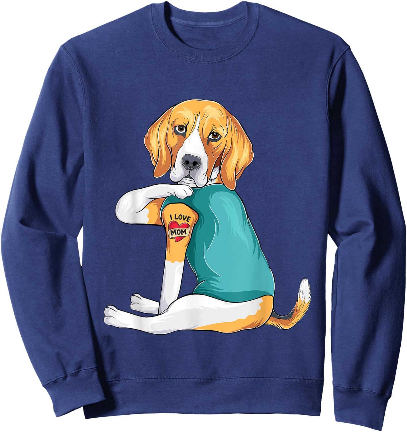 Mother's Day gift funny dog Mom Beagle i love mom tattoo Sweatshirt - Sweatshirt | Navy