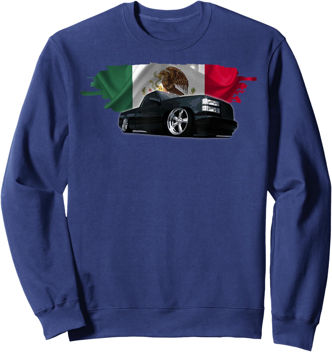 Trokiando OBS Truck slammed low Mexican Flag Colors Sweatshirt - Sweatshirt | Navy