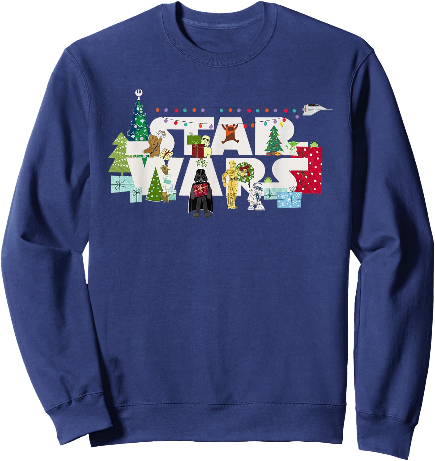Star Wars Christmas Logo Holiday Celebration Sweatshirt - Sweatshirt | Navy