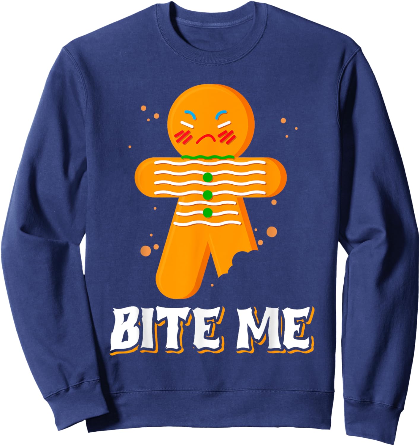 Bite Me Angry Gingerbread Man Bite Me Sweatshirt - Sweatshirt | Navy