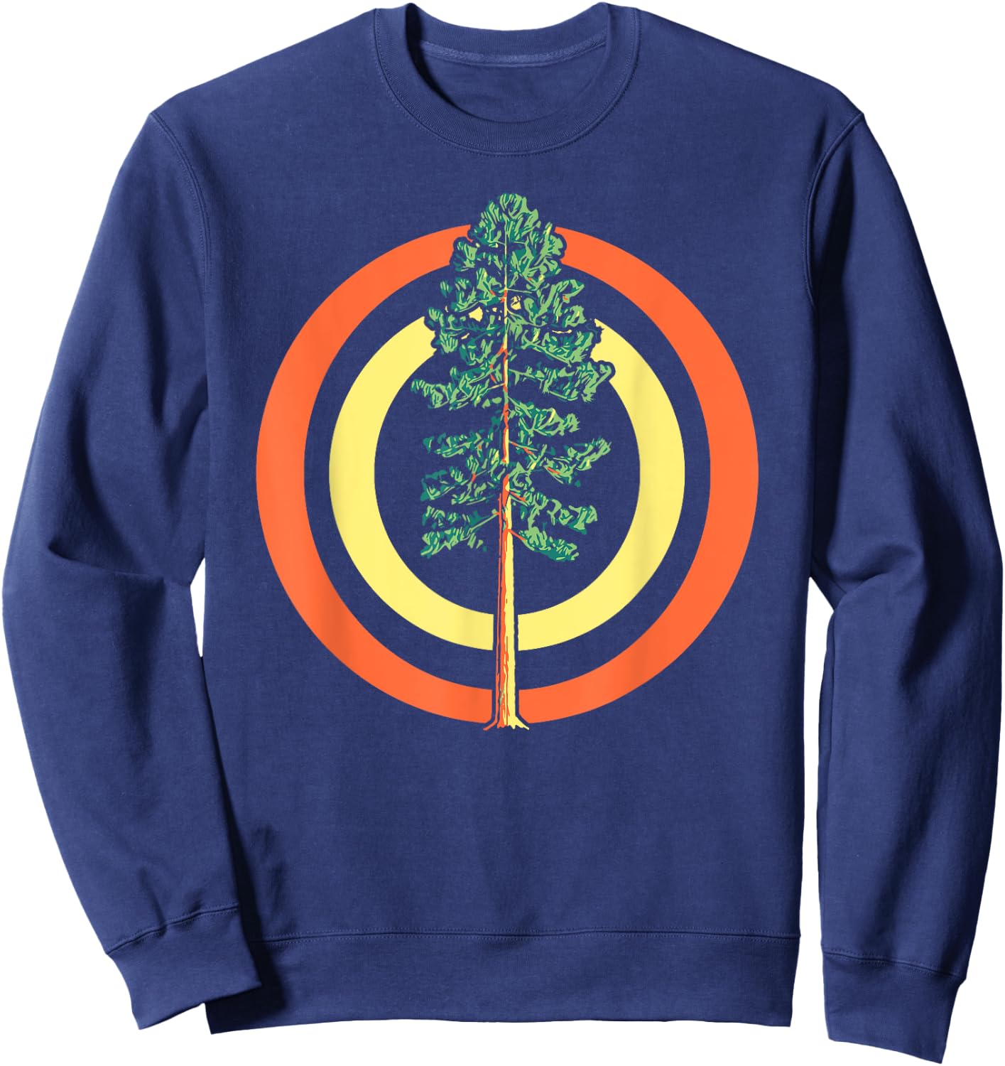 Retro Sun Minimalist Ponderosa Pine Tree Vintage Graphic Sweatshirt - Sweatshirt | Navy